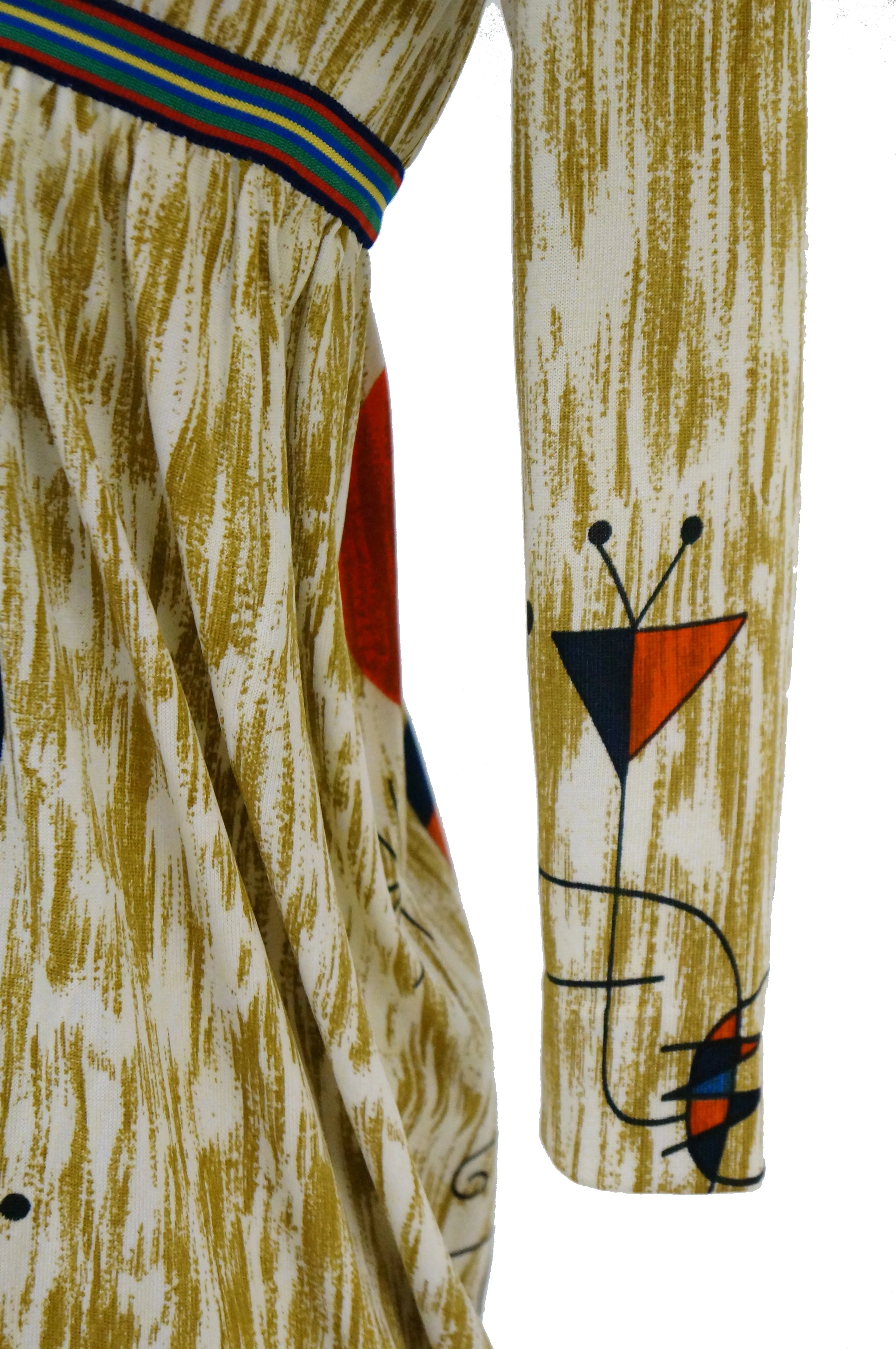 Rare 1960s Goldworm Italian Knit Dress with Miró "Upside Down Figures" Print