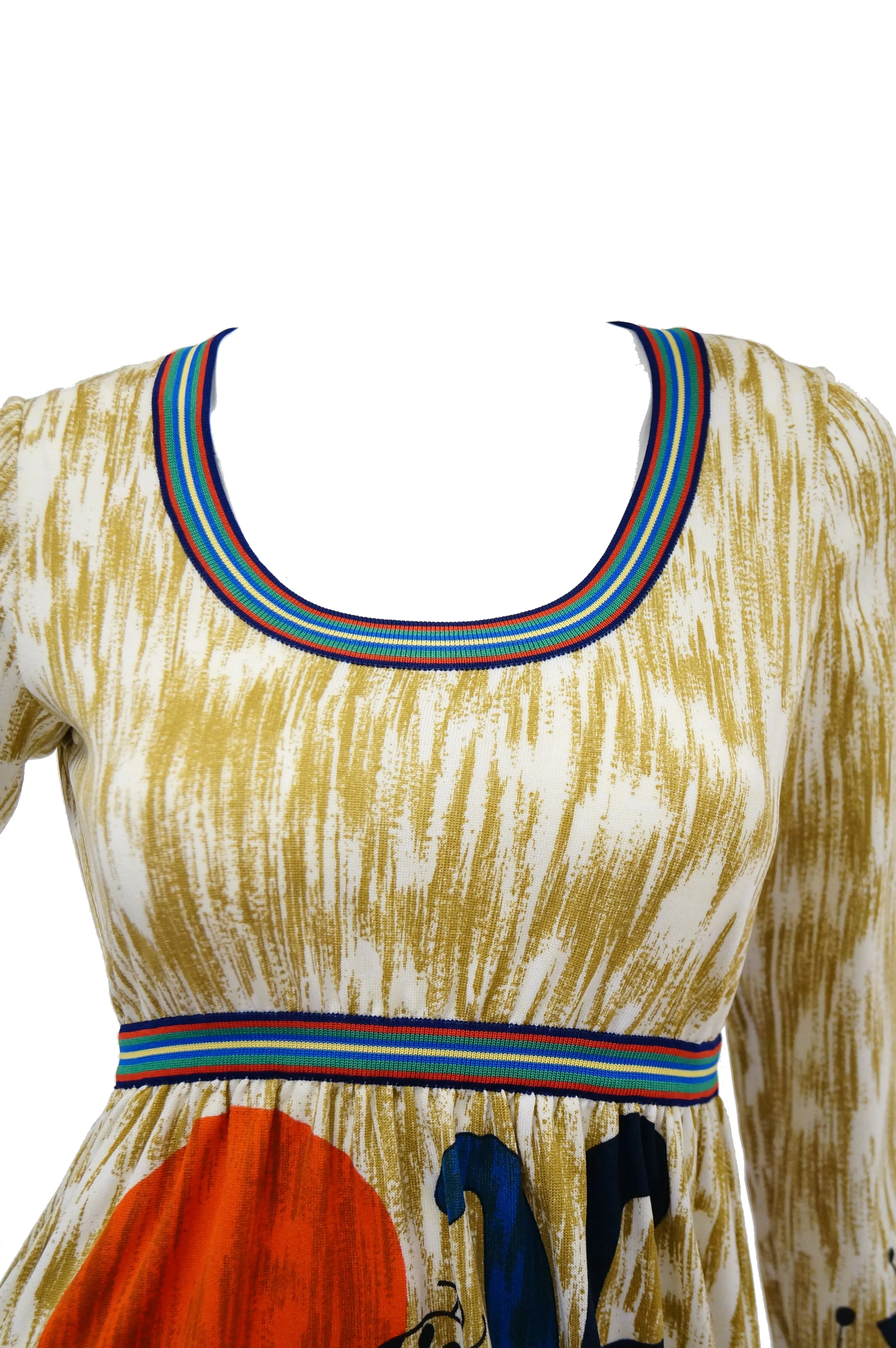 Rare 1960s Goldworm Italian Knit Dress with Miró "Upside Down Figures" Print