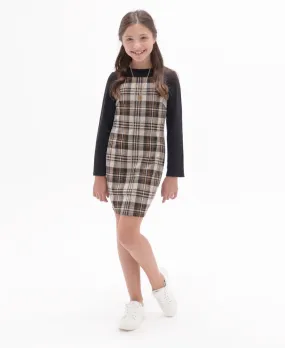 Rare Editions Big Girls Plaid Jumper Dress with Top and Neckace, 3-Piece Set