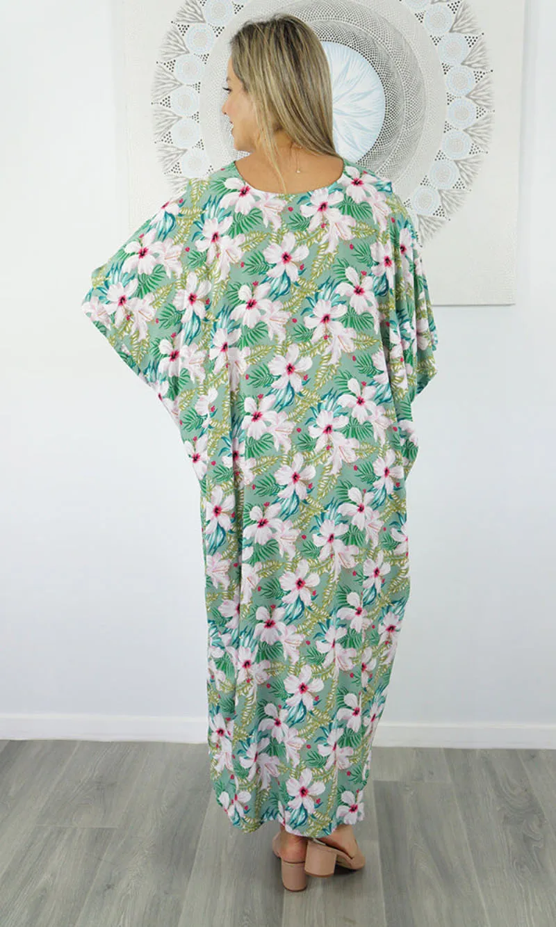 Rayon Premium Kaftan Long Fan Flower