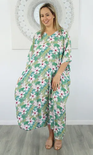 Rayon Premium Kaftan Long Fan Flower