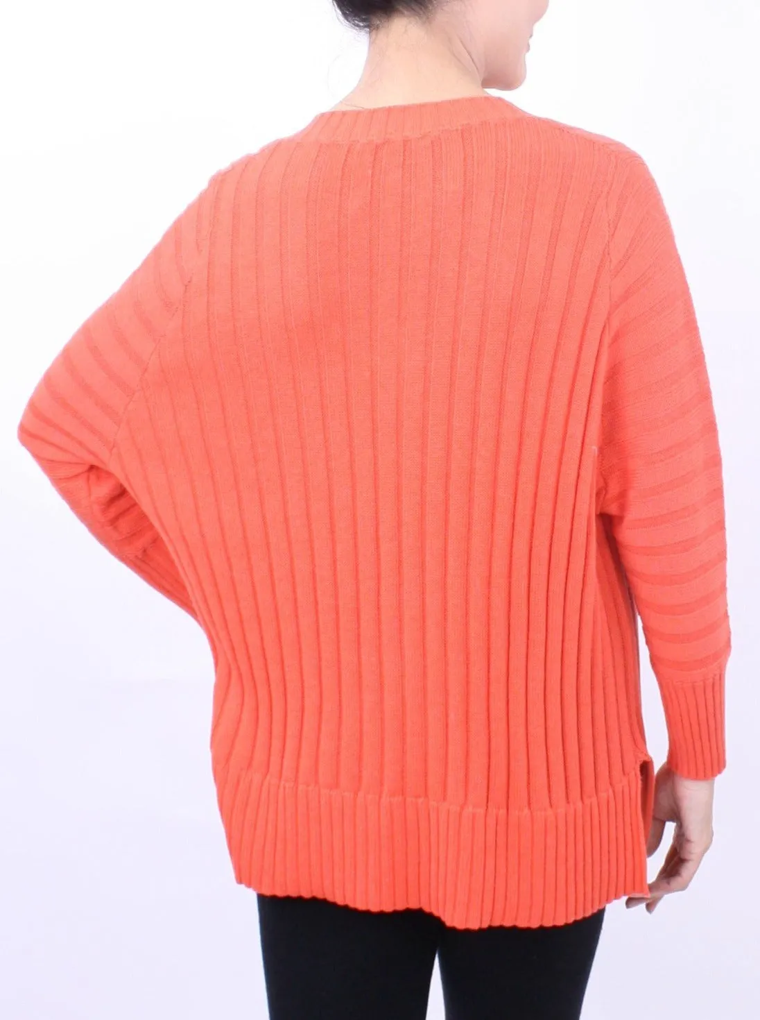 Ribbed V Neck Pullover