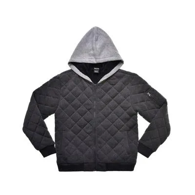 Ring of Fire Big Boys Diamond Quilted Hooded Jacket - Charcoal