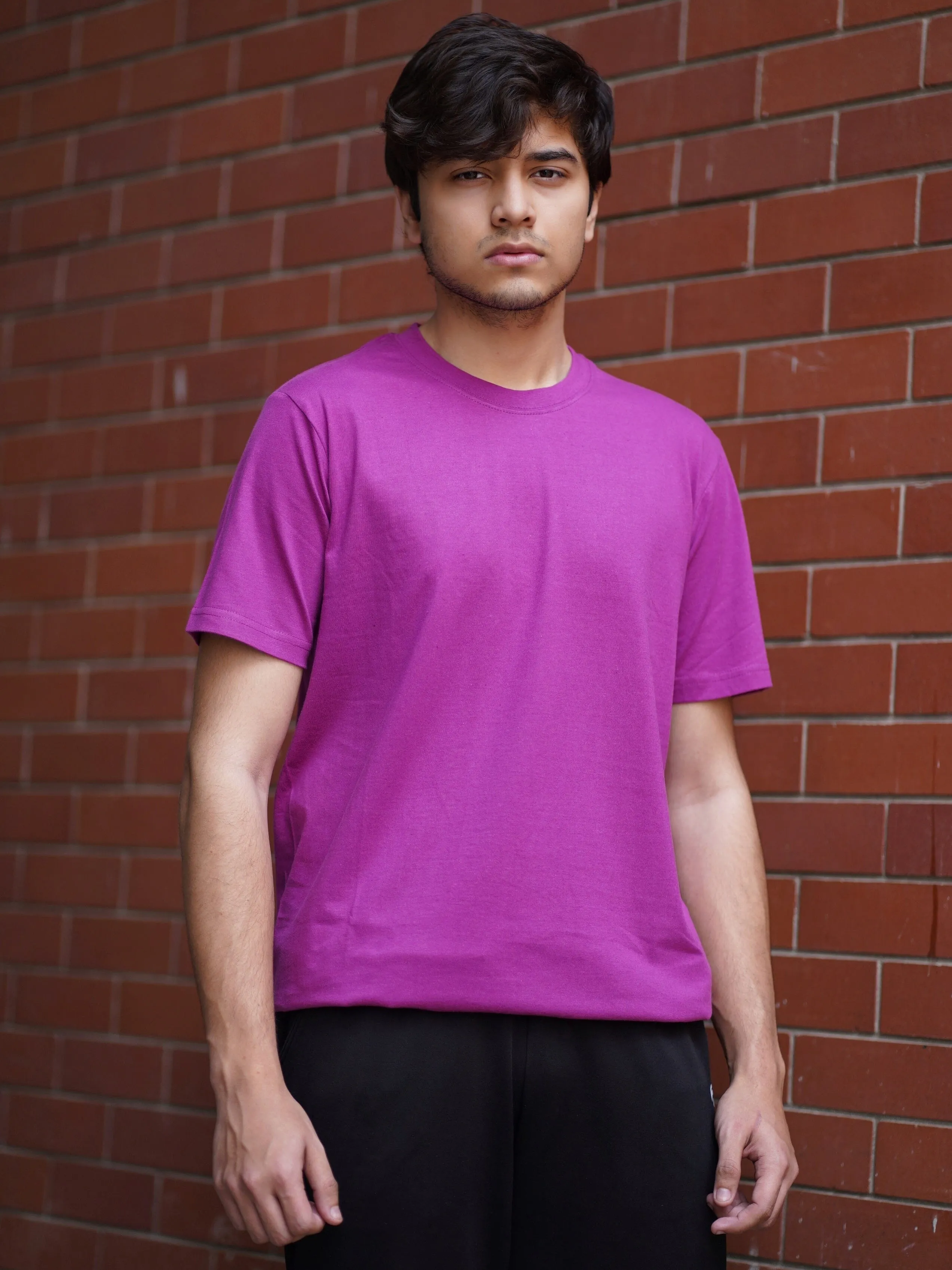 Round Neck Purple Half Sleeve