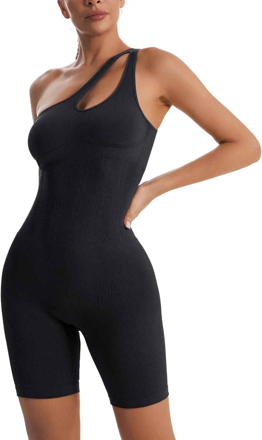 RUNNING GIRL One Piece Jumpsuits for Women, Ribbed Seamless Workout Bodysuit for Women with Tummy Control