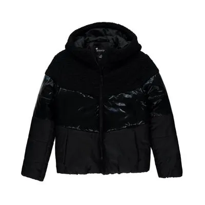 S. Rothschild Big Girls Long Sleeve Sherpa Mix Media Jacket - Black