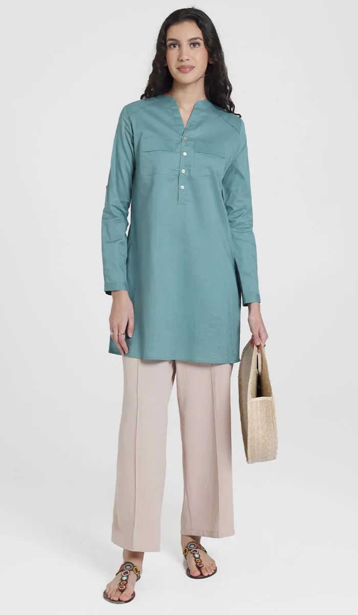 Sahlan Everyday Cotton Modest Tunic - Sea green