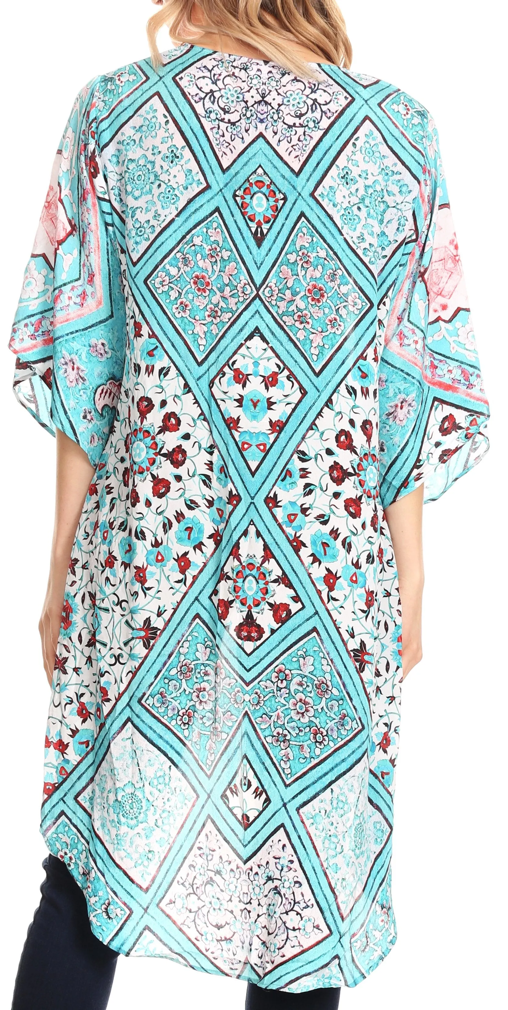 Sakkas Denora Women's Casual Draped Kimono Short Sleeve Boho Open Front Cardigan