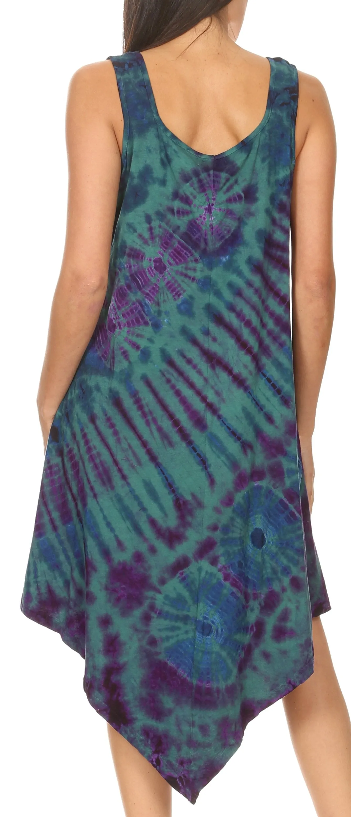 Sakkas Dylla Women's Sleeveless Tie Dye Casual Stretchy Loose Tank Dress Sundress