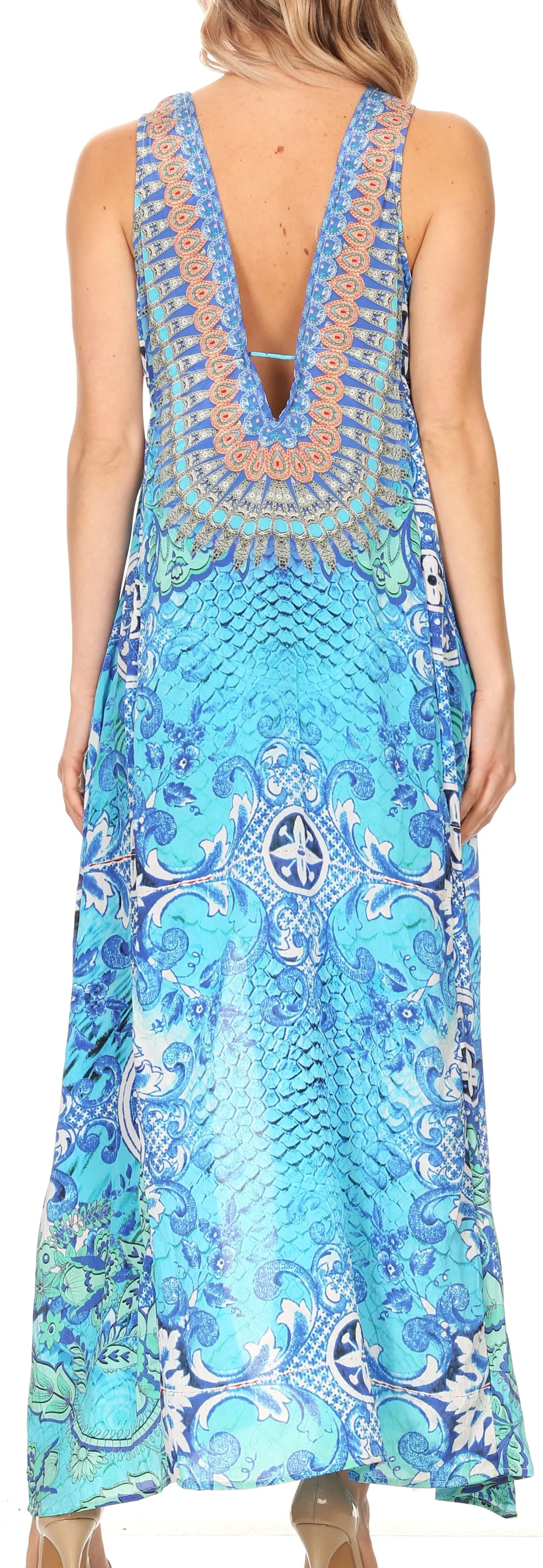 Sakkas Lucia Women's Casual Sleeveless V-neck Maxi Beach Party Boho Long Dress