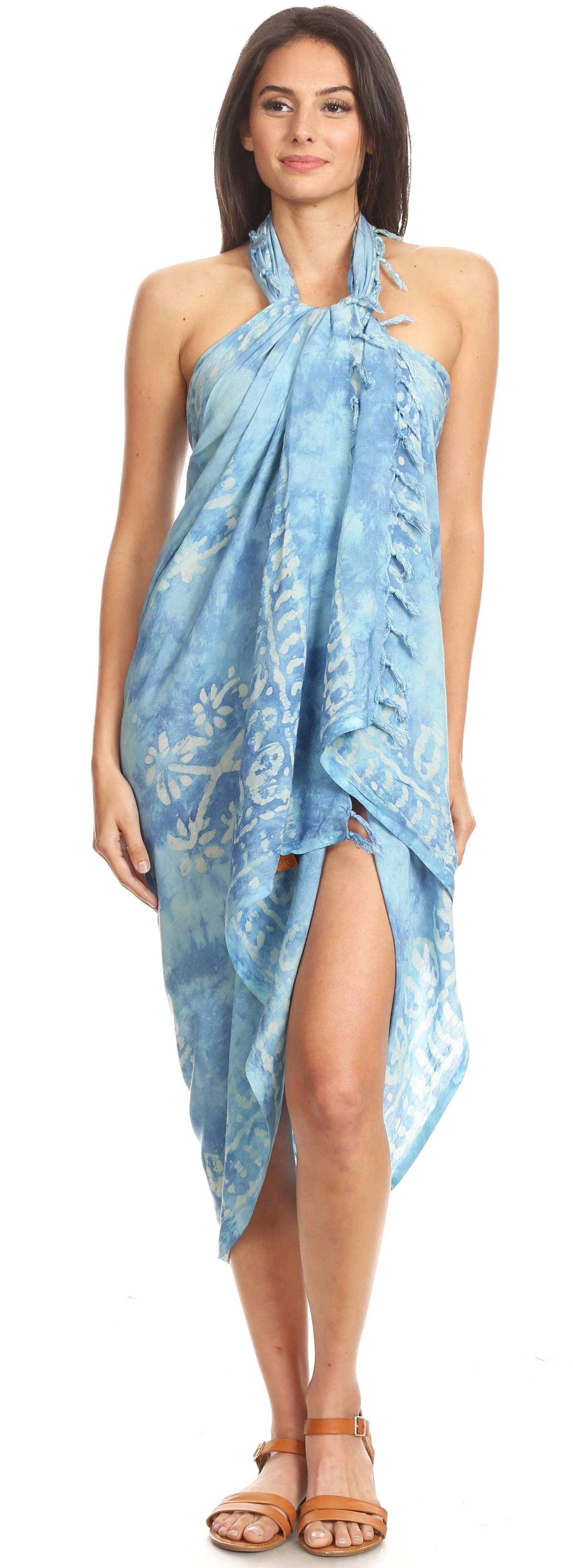 Sakkas Lygia Women's Summer Floral Print Sarong Swimsuit Cover up Beach Wrap Skirt