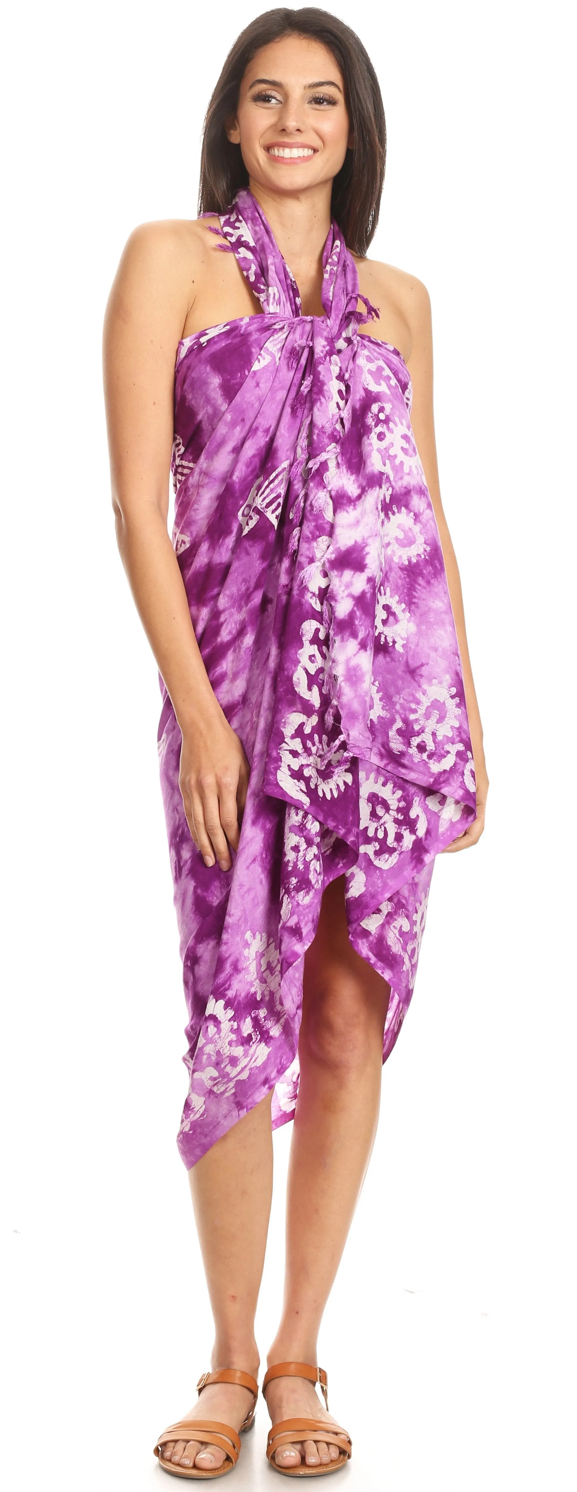 Sakkas Lygia Women's Summer Floral Print Sarong Swimsuit Cover up Beach Wrap Skirt