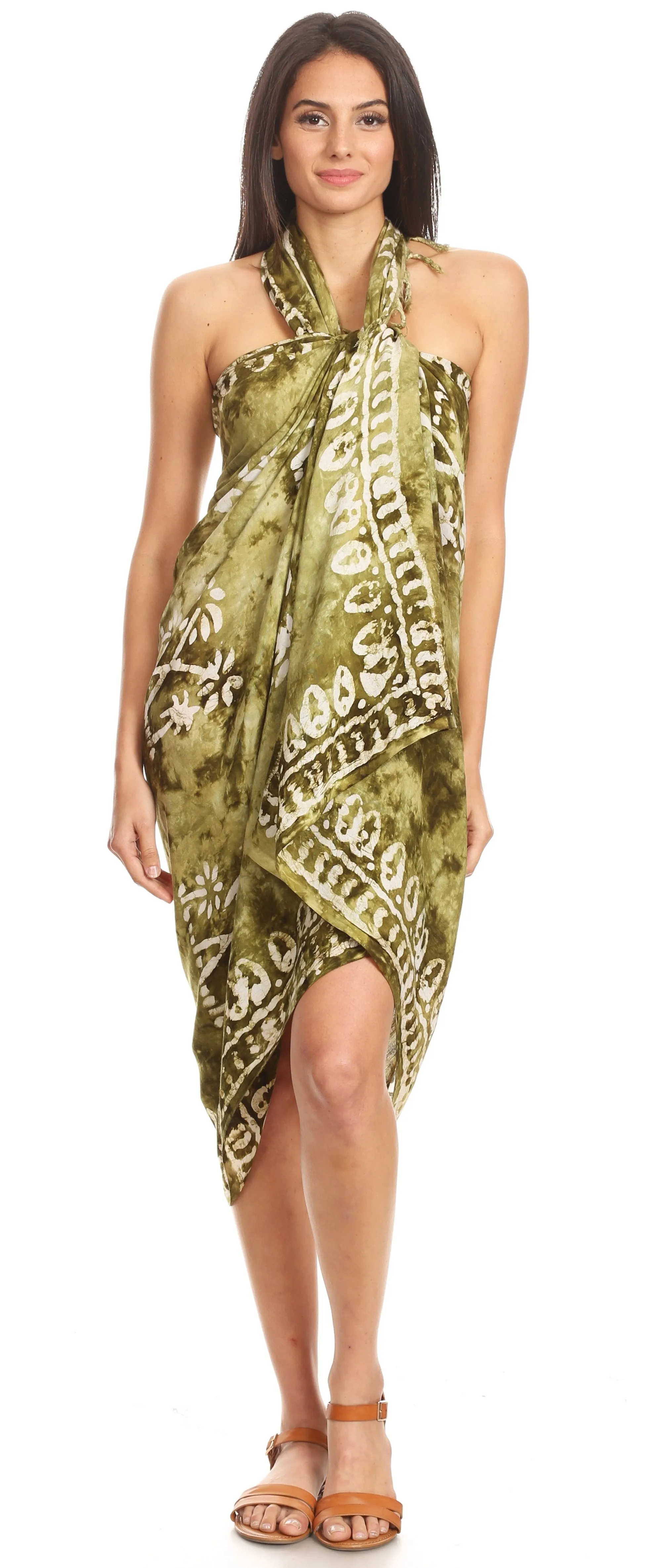 Sakkas Lygia Women's Summer Floral Print Sarong Swimsuit Cover up Beach Wrap Skirt