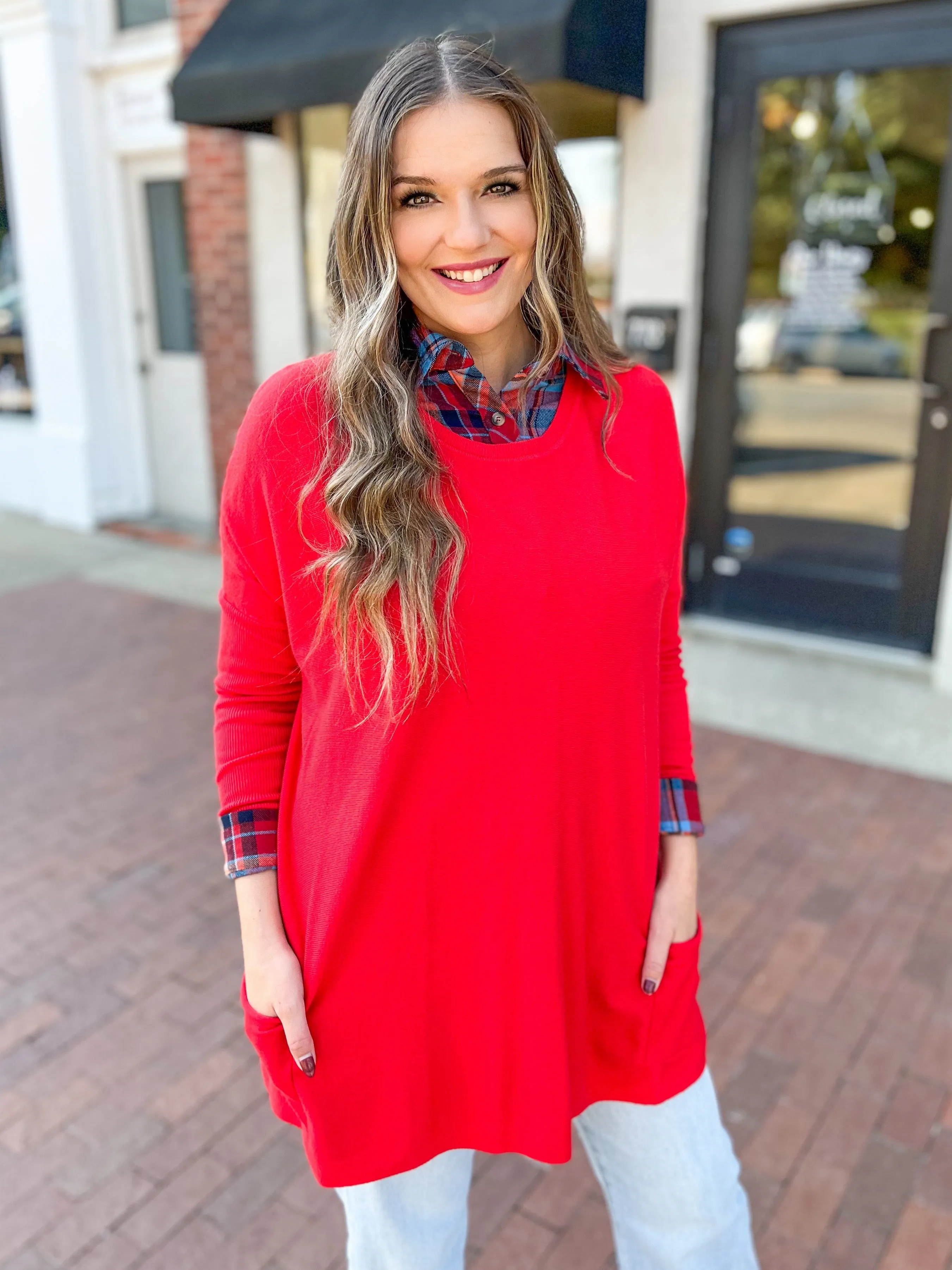 Scarlet Pocket Sweater Tunic