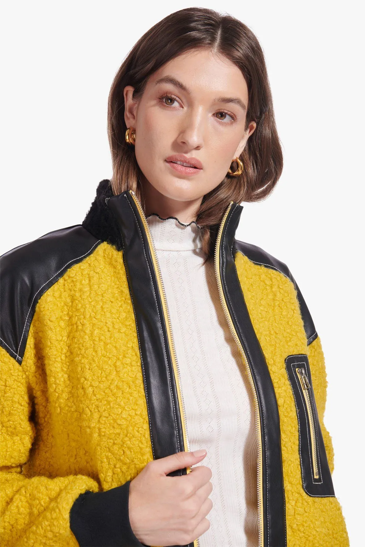 SCRABBLE COAT | CHARTREUSE BLACK