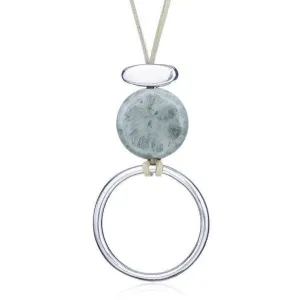 Sensa Long Circle Stone Pendant Necklace - Blue-Green