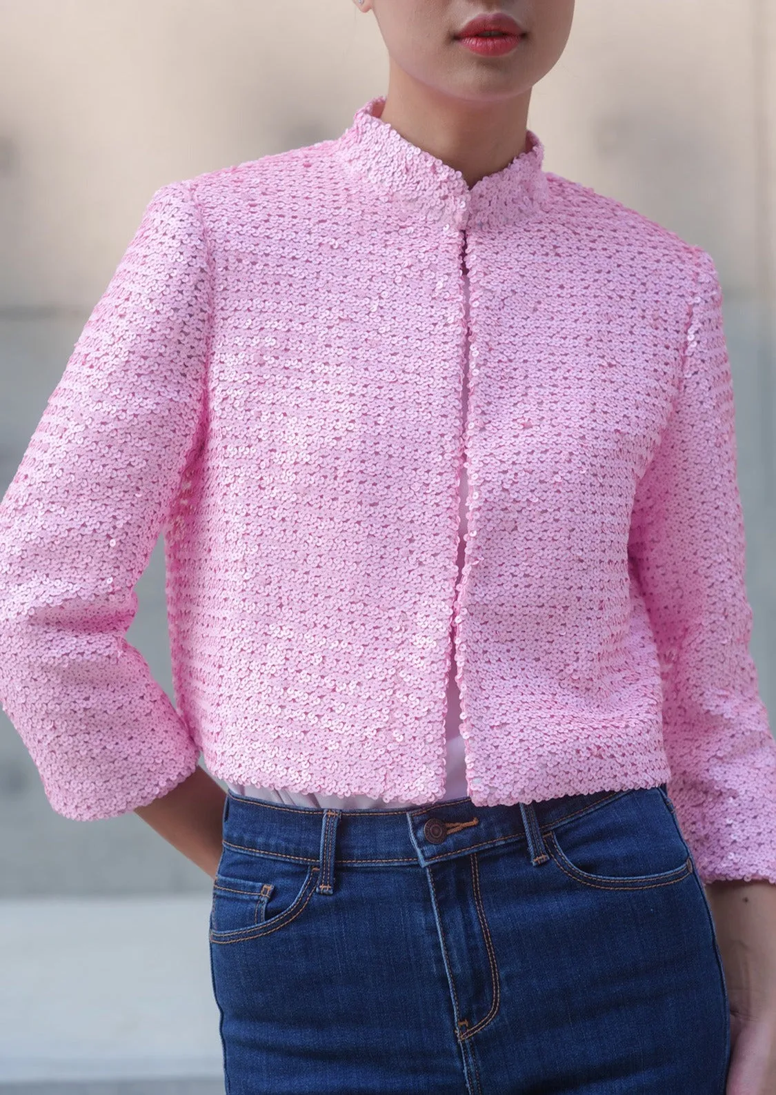 Sequinned Tang Jacket (Bubble Pink)