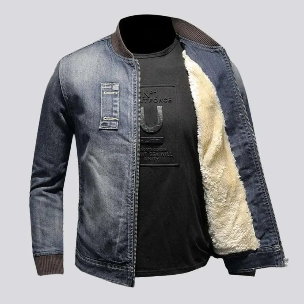 Sherpa biker men's denim jacket