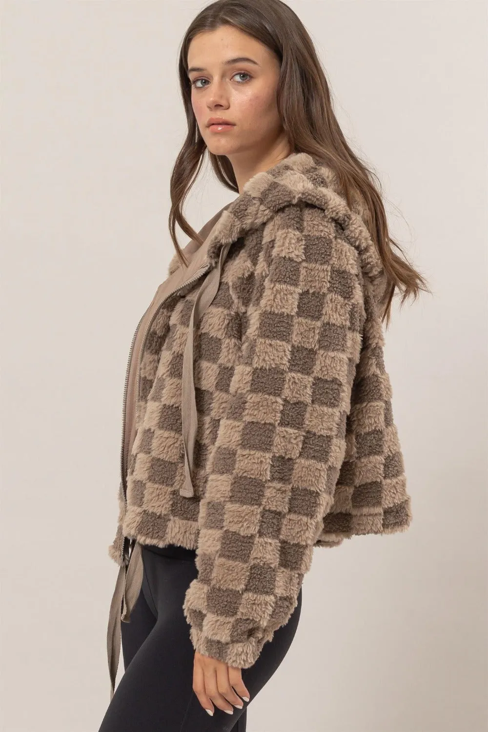 Sherpa Checkered Hooded Jacket