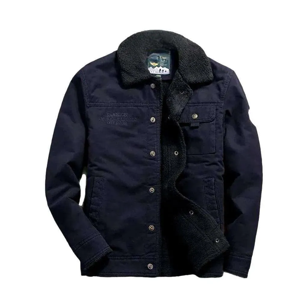 Sherpa color men's denim jacket