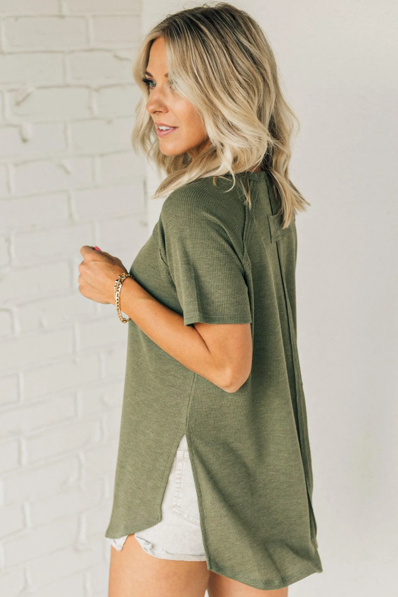 Side Slit Textured Tee