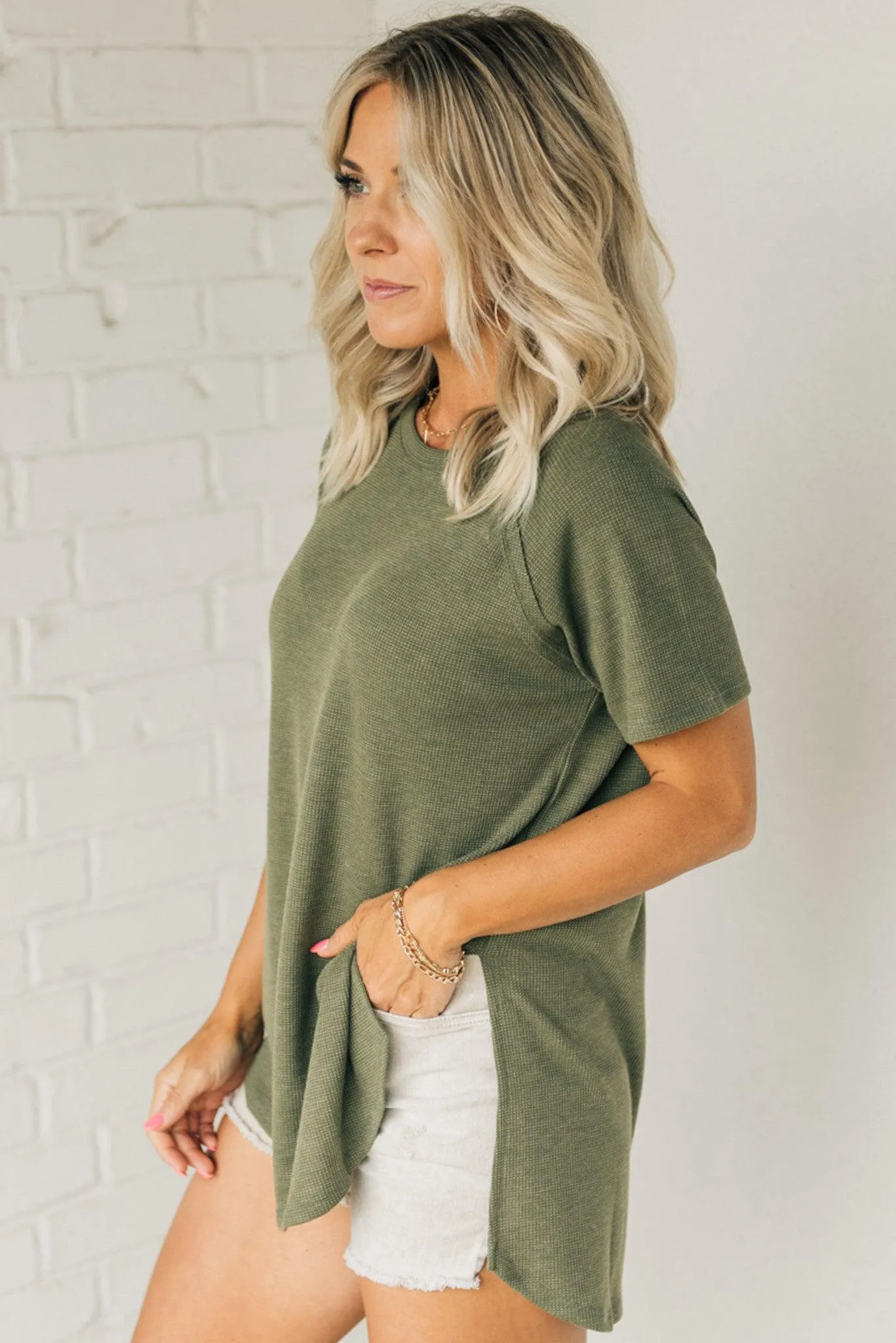 Side Slit Textured Tee