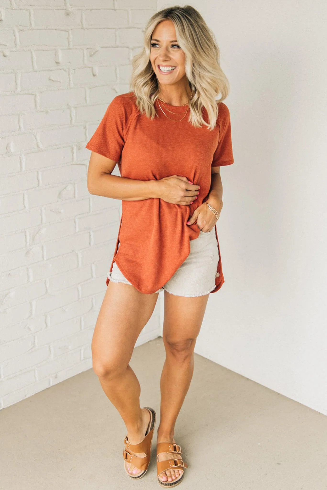 Side Slit Textured Tee