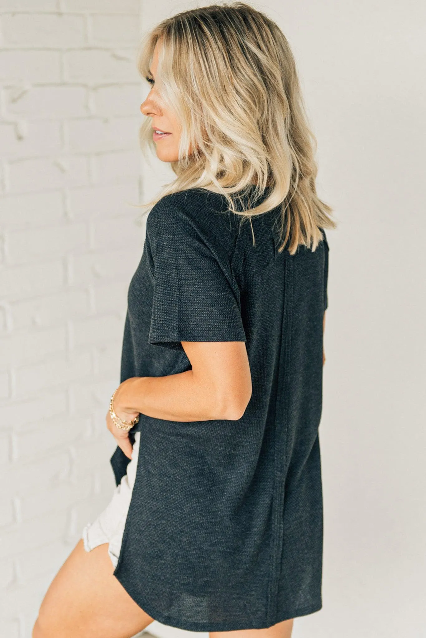 Side Slit Textured Tee