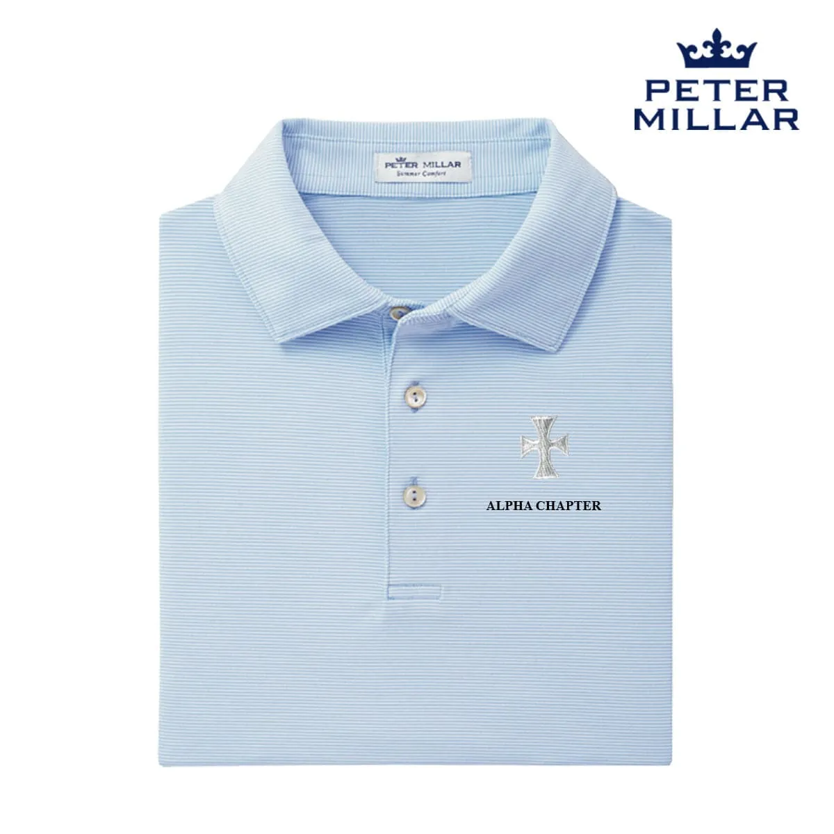 Sigma Chi Personalized Peter Millar Jubilee Stripe Stretch Jersey Polo