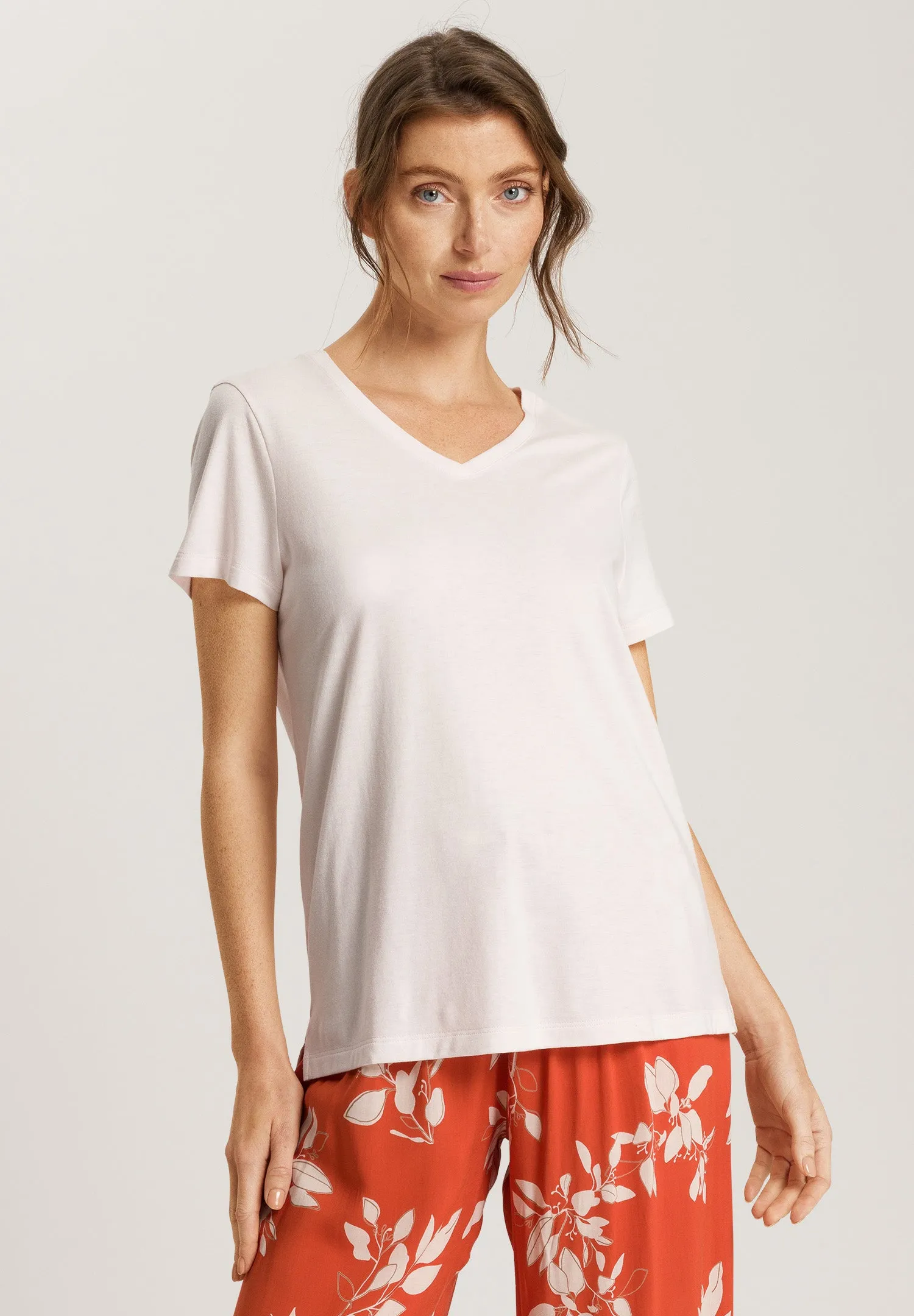 Sleep And Lounge Relaxed V-Neck T-Shirt | Rose Cream 74842-1393