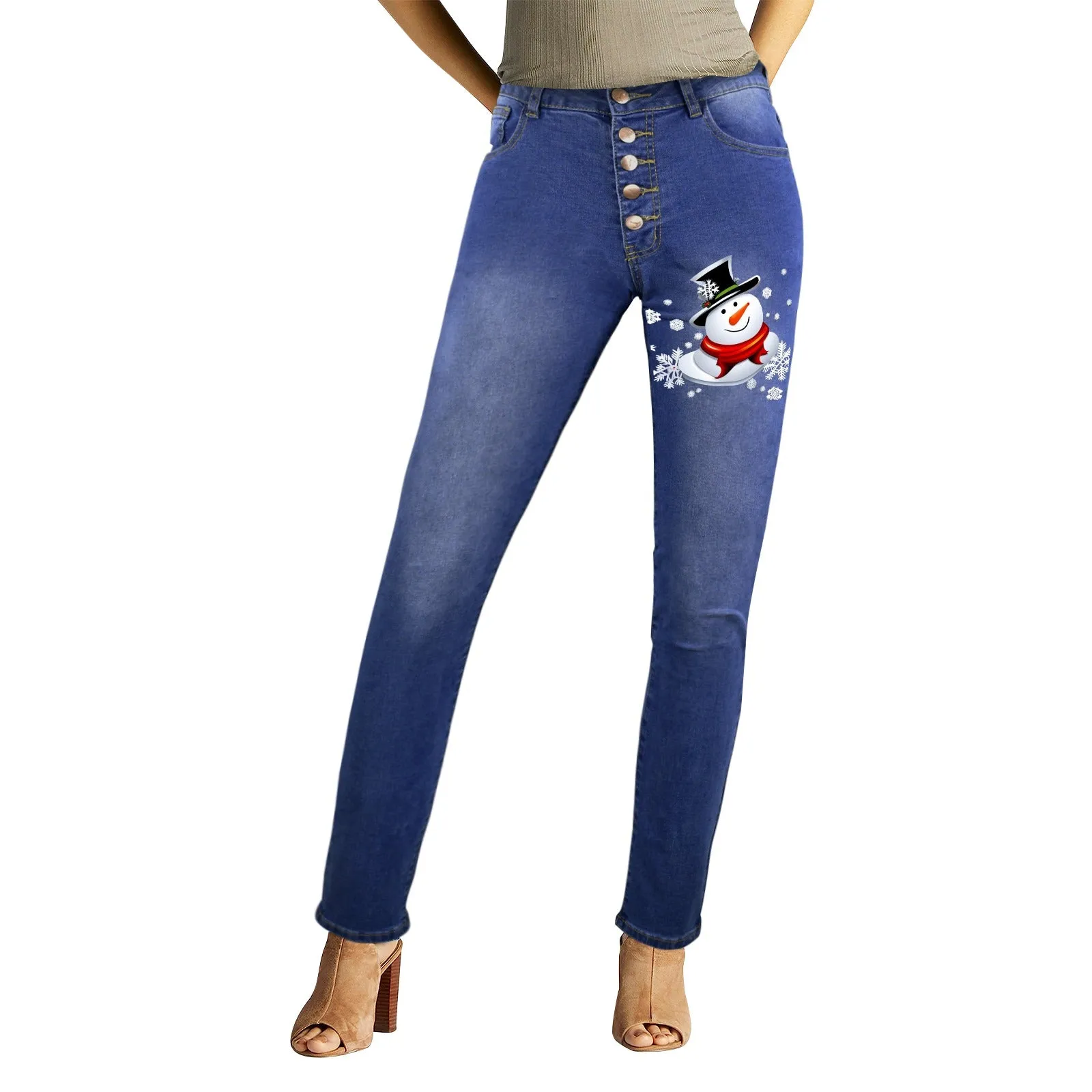 Snow Man's Delight Women's Christmas Jeans