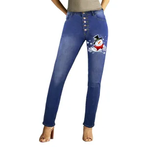 Snow Man's Delight Women's Christmas Jeans