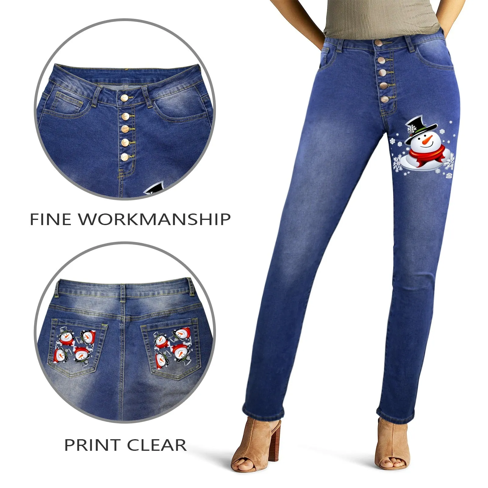 Snow Man's Delight Women's Christmas Jeans