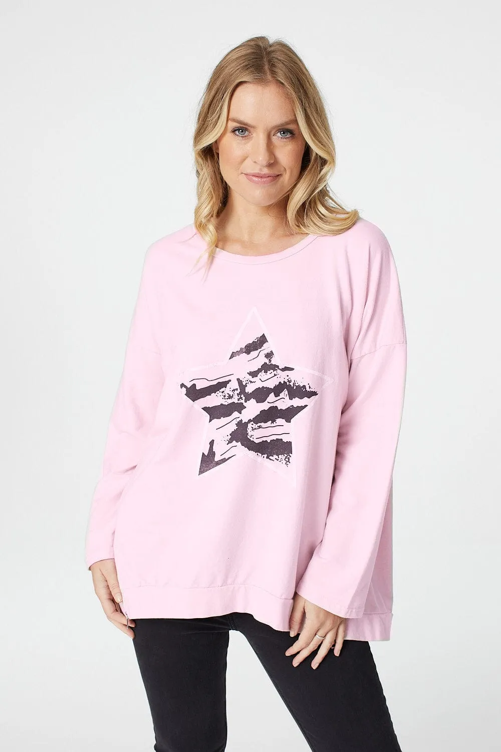 Star Print Long Sleeve Sweatshirt