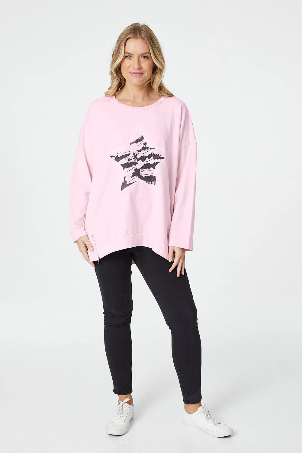 Star Print Long Sleeve Sweatshirt