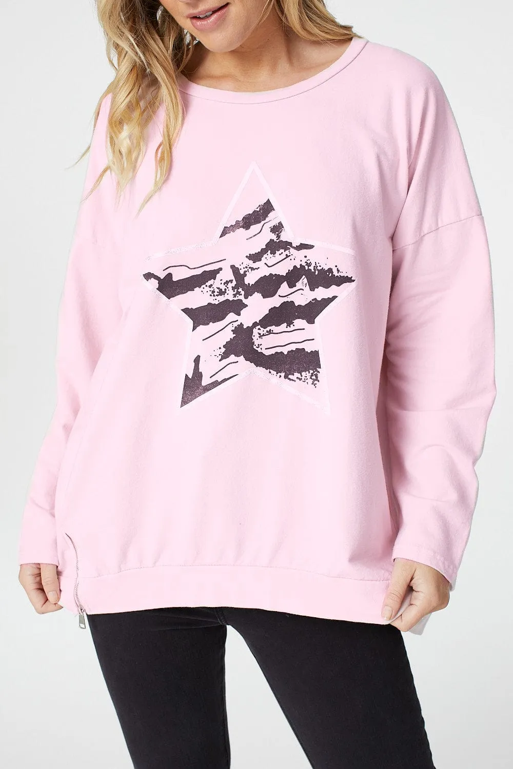 Star Print Long Sleeve Sweatshirt