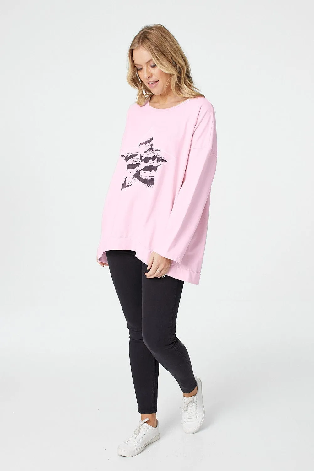 Star Print Long Sleeve Sweatshirt