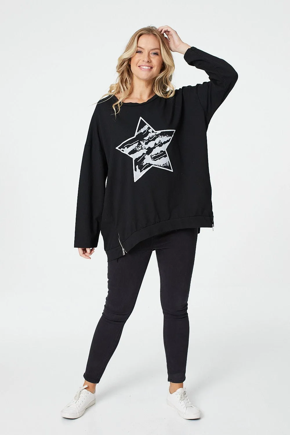 Star Print Long Sleeve Sweatshirt