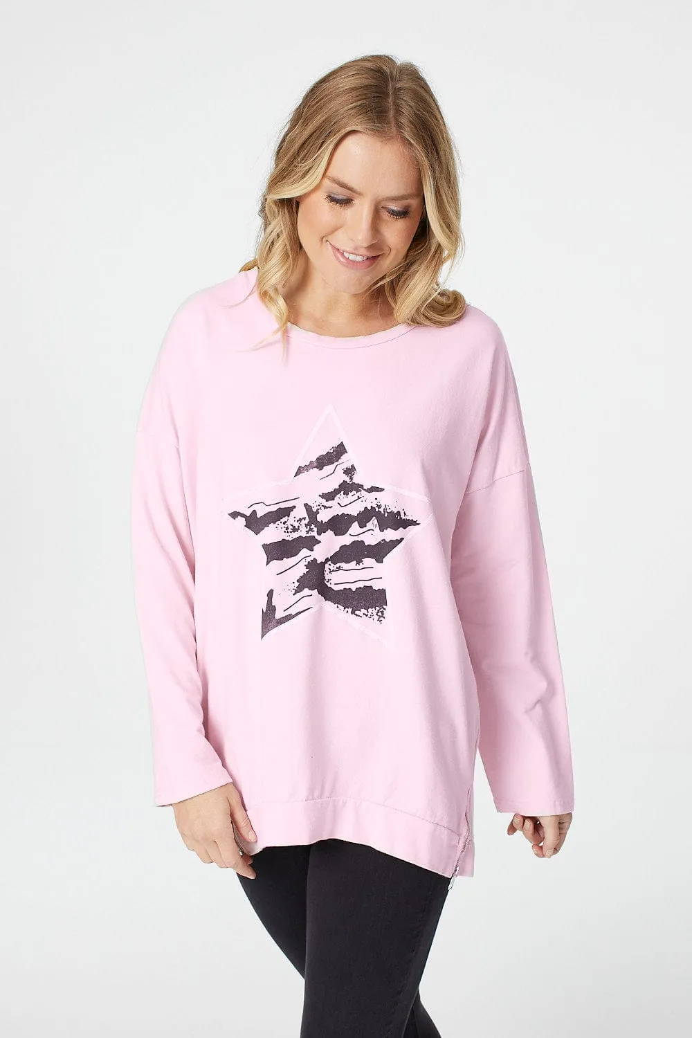 Star Print Long Sleeve Sweatshirt