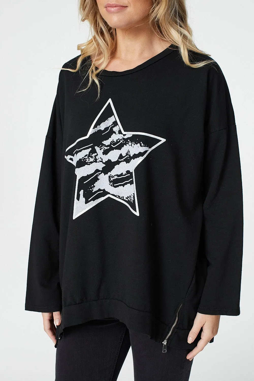 Star Print Long Sleeve Sweatshirt