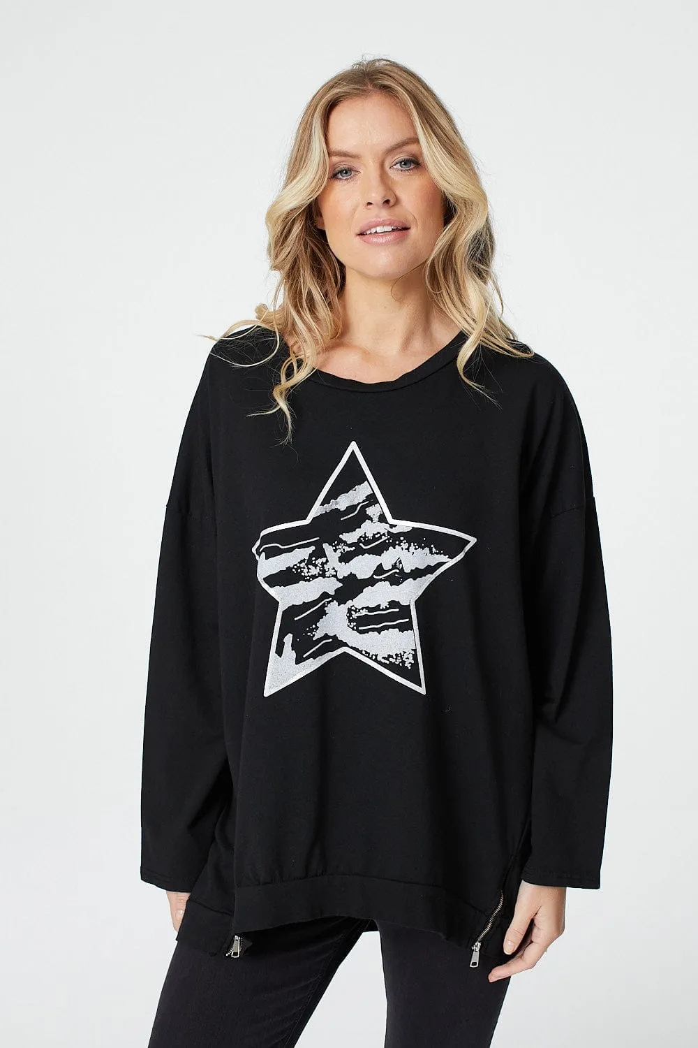 Star Print Long Sleeve Sweatshirt