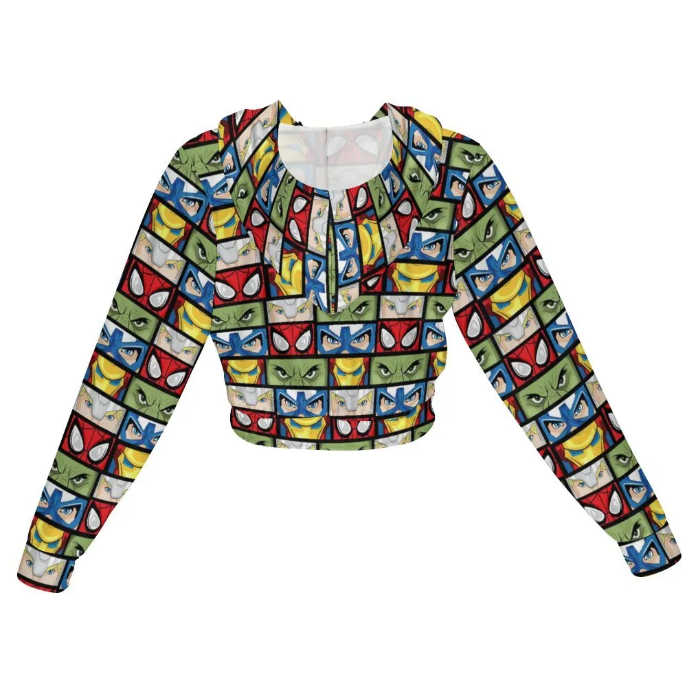 Super Heroes Eyes Women's Cropped Zipper Jacket