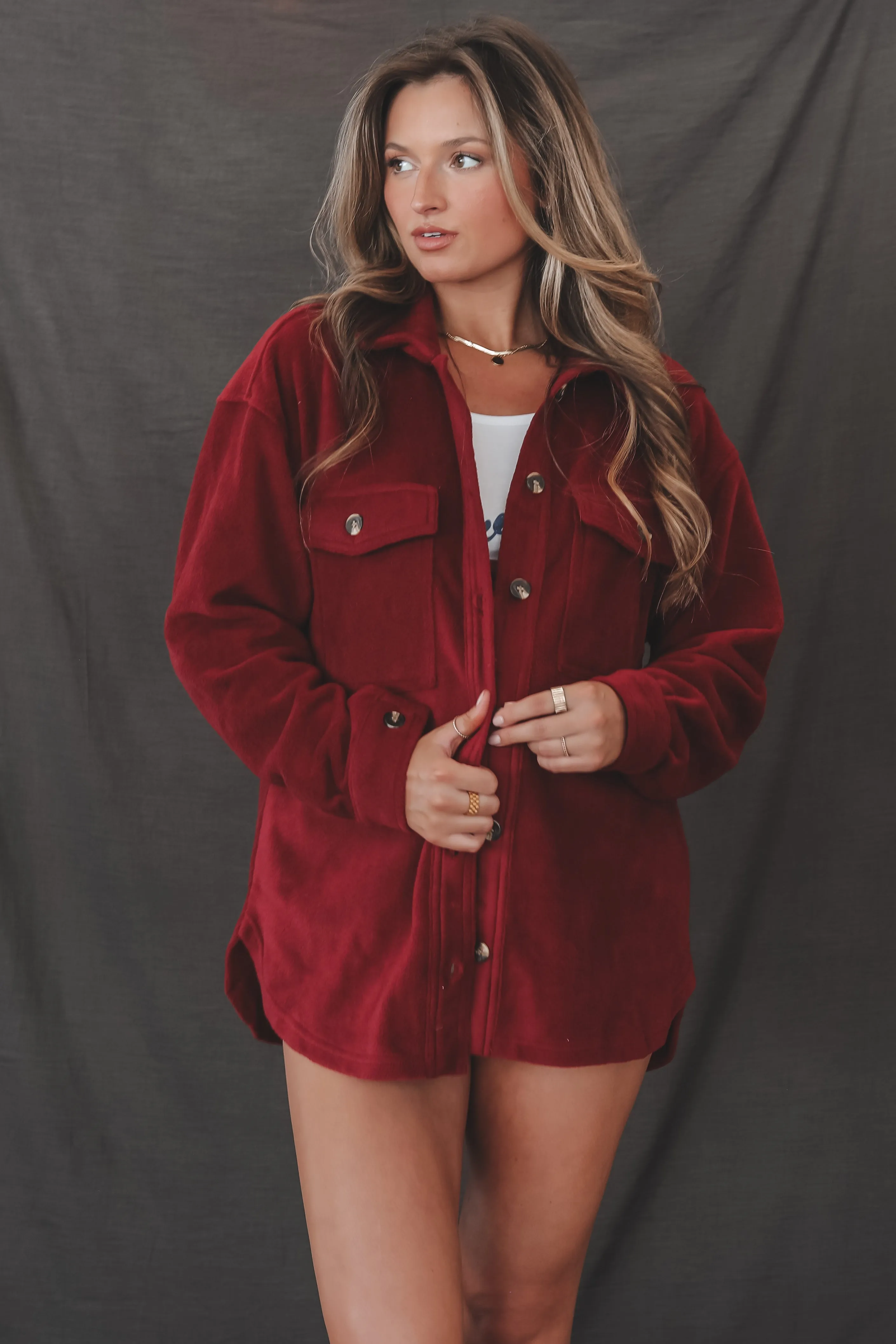 Talking By The Fire Fleece Shacket Jacket