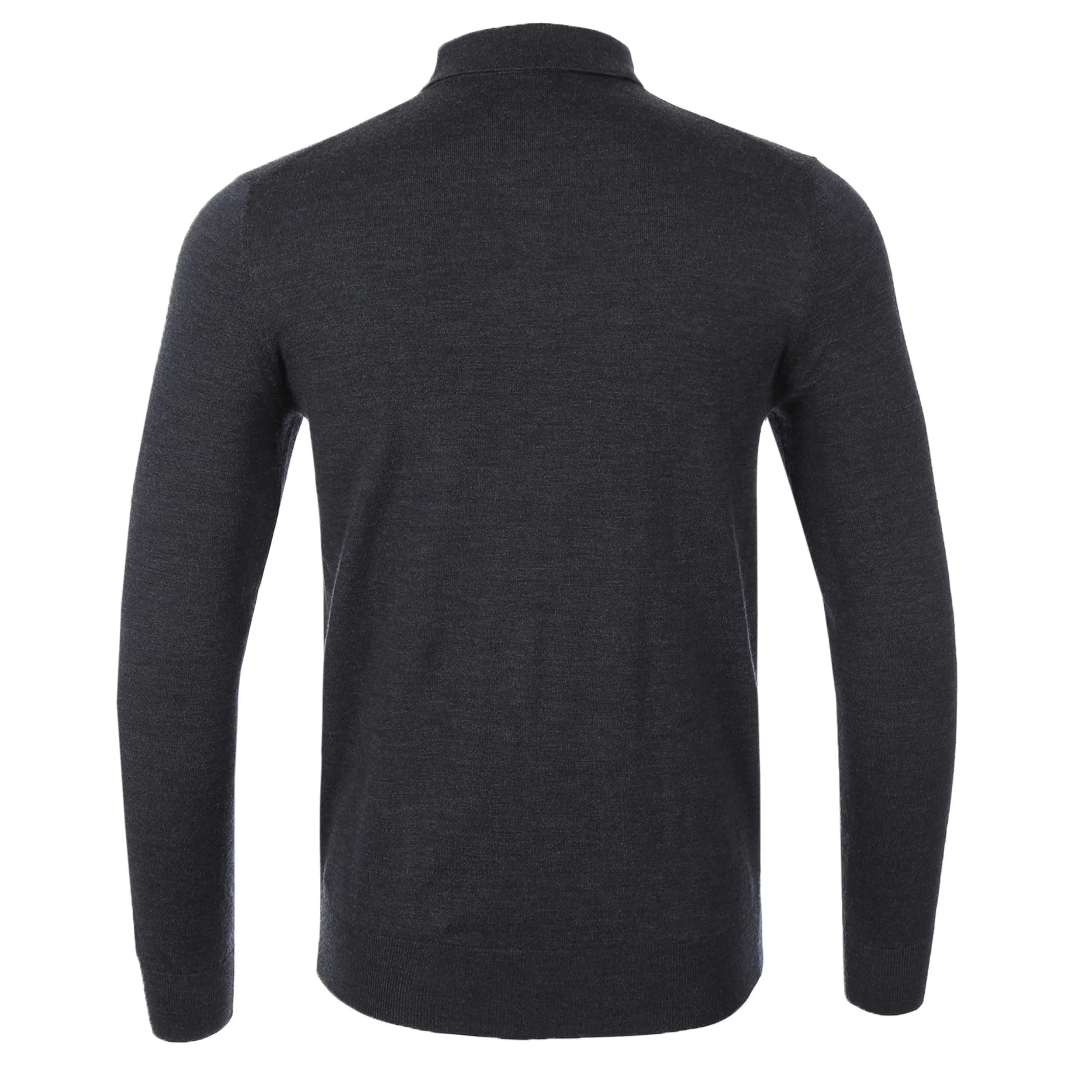 Thomas Maine 3 Button Knit Polo Shirt in Charcoal