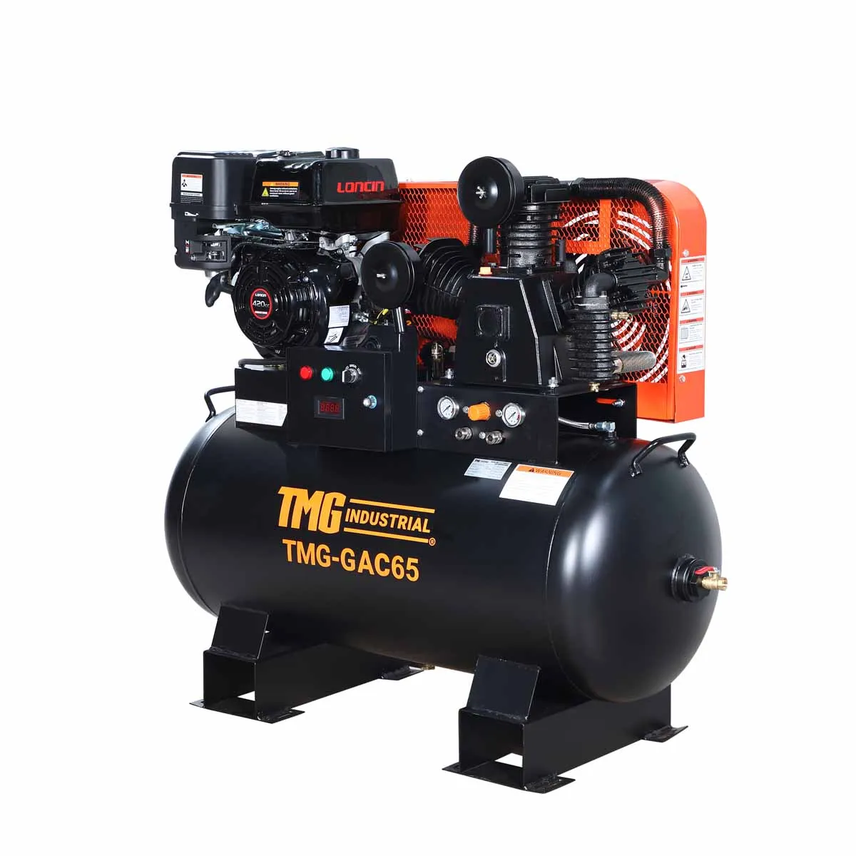 TMG Industrial 60 Gallon 2-Stage Truck Mounted Air Compressor, 14 HP LONCIN G420F Engine, , Horizontal Tank, 18.5 CFM @ 175 PSI, TMG-GAC65