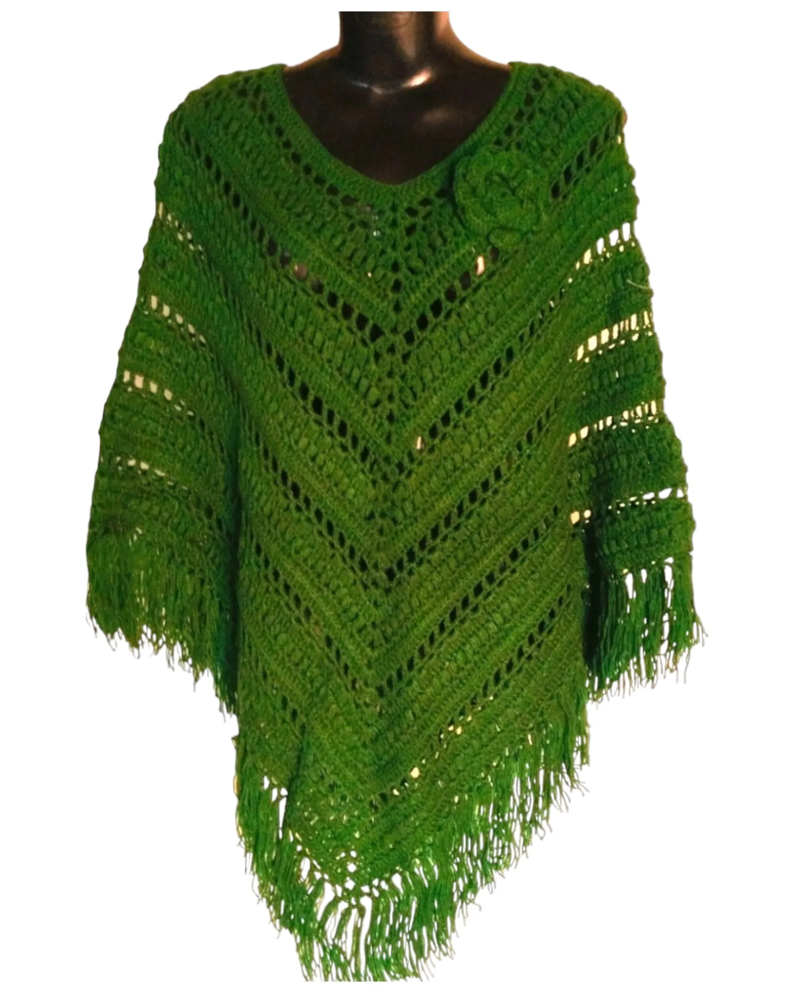 Trendy Forest Woolen Color Designer Poncho Handmade By Graminarts For Girls/Ladies