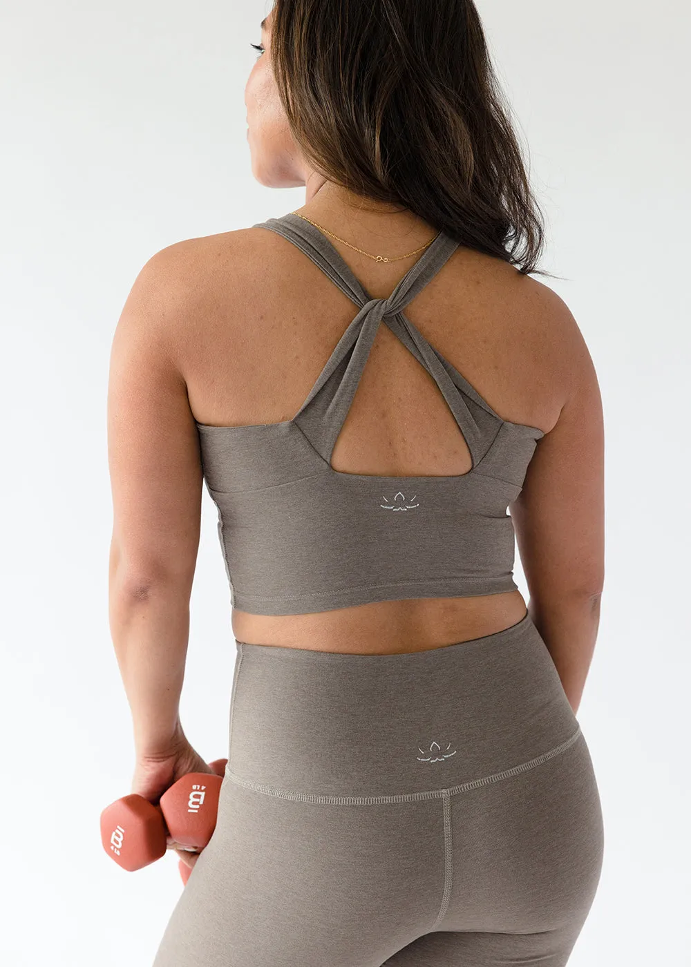 Twist Through Cropped Tank - Gray Birch Heather