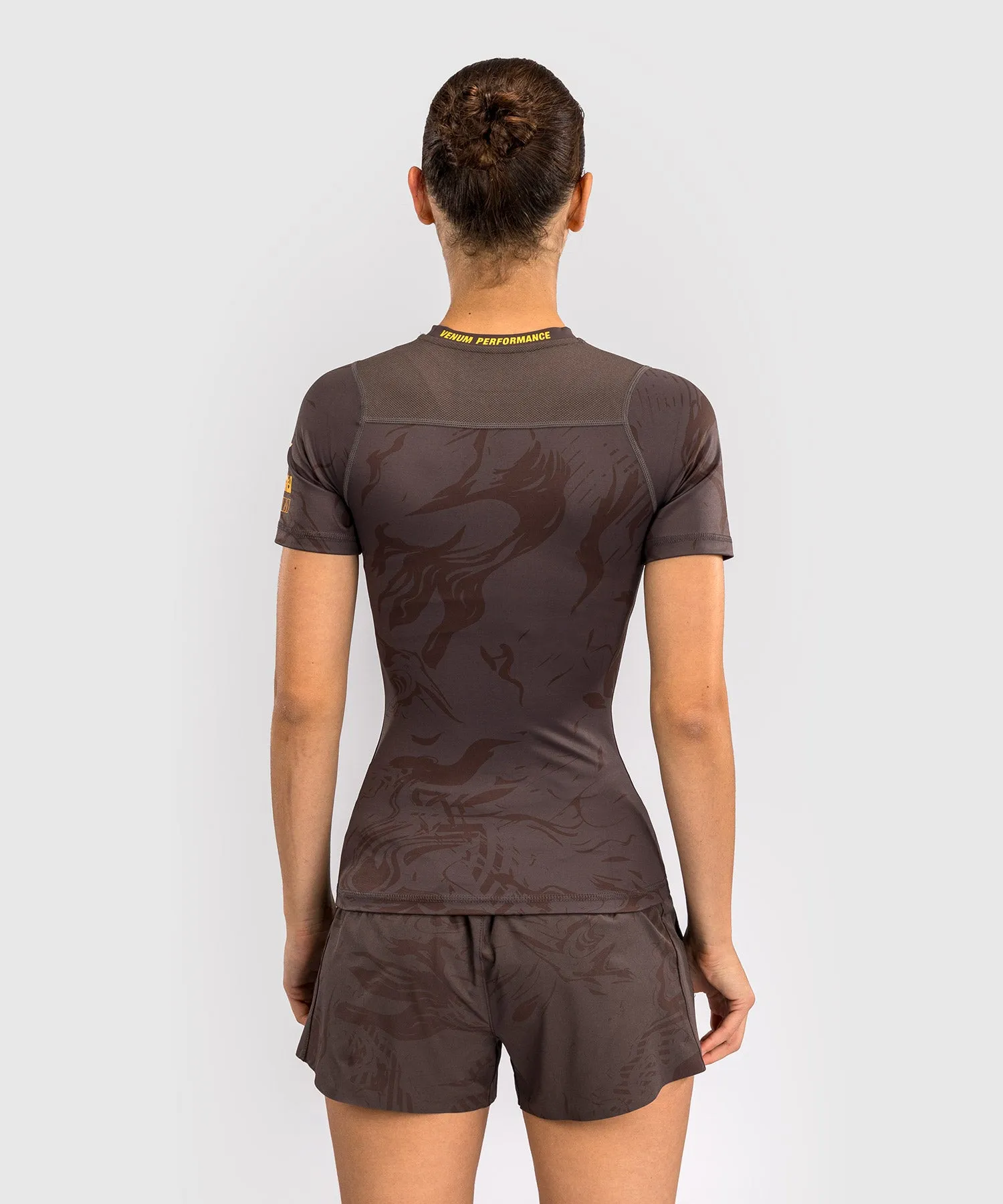 UFC Fusion by Venum Fight Week Women’s Performance Short Sleeve Rashguard - Solid Earthen Brown