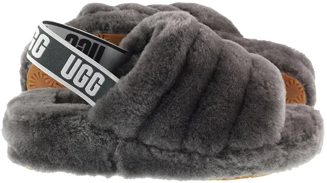 Ugg Boots Womens Fluff Yeah Slide Charcoal