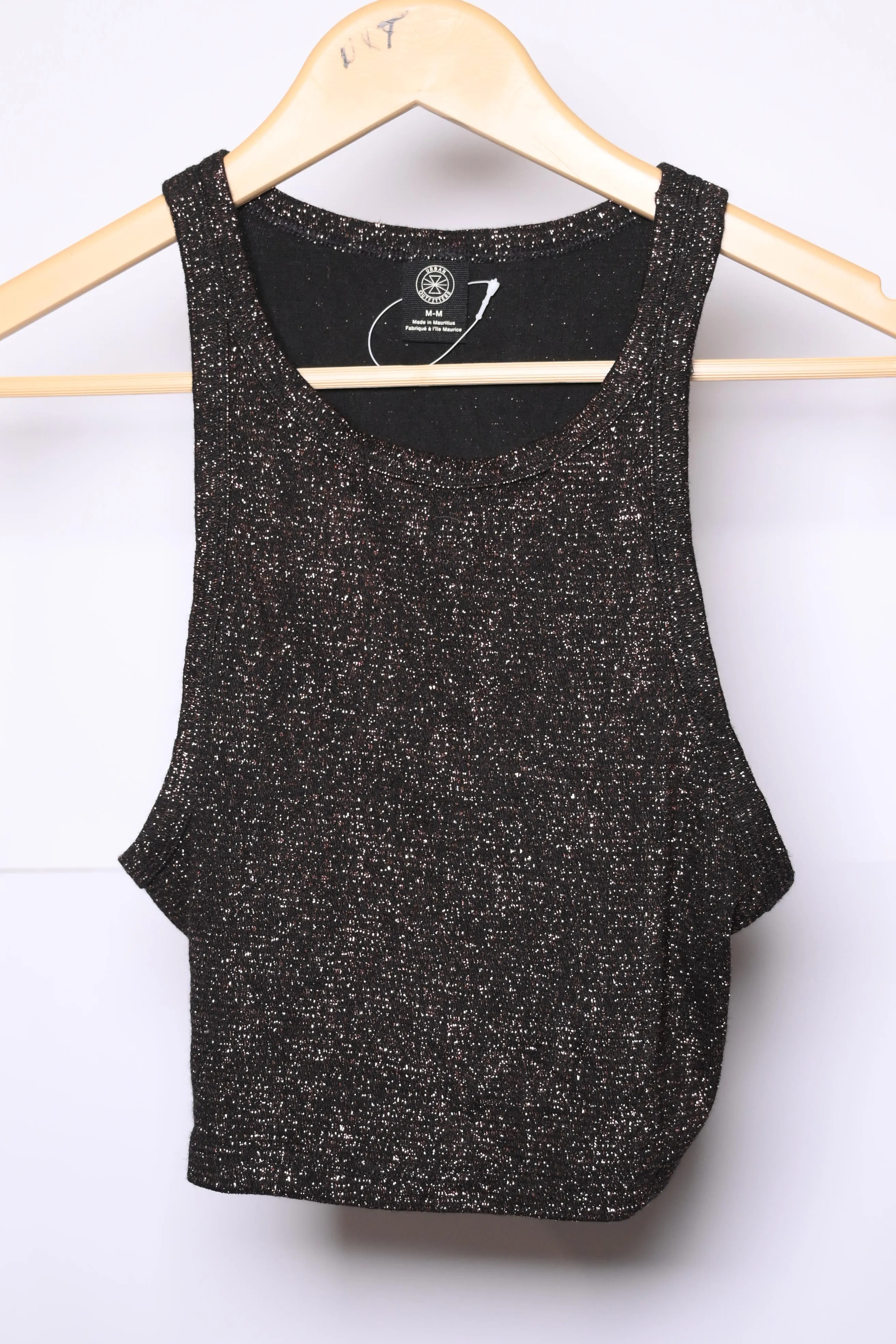 Urban Glow Black Glitter Crop Top